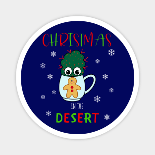 Christmas In The Desert - Small Cactus With Red Spikes In Christmas Mug Magnet